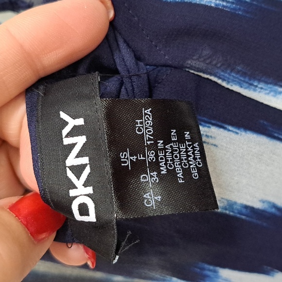 DKNY Navy Lined Belted Sheer Overla Maxi Dress Size 4 - Picture 12 of 13